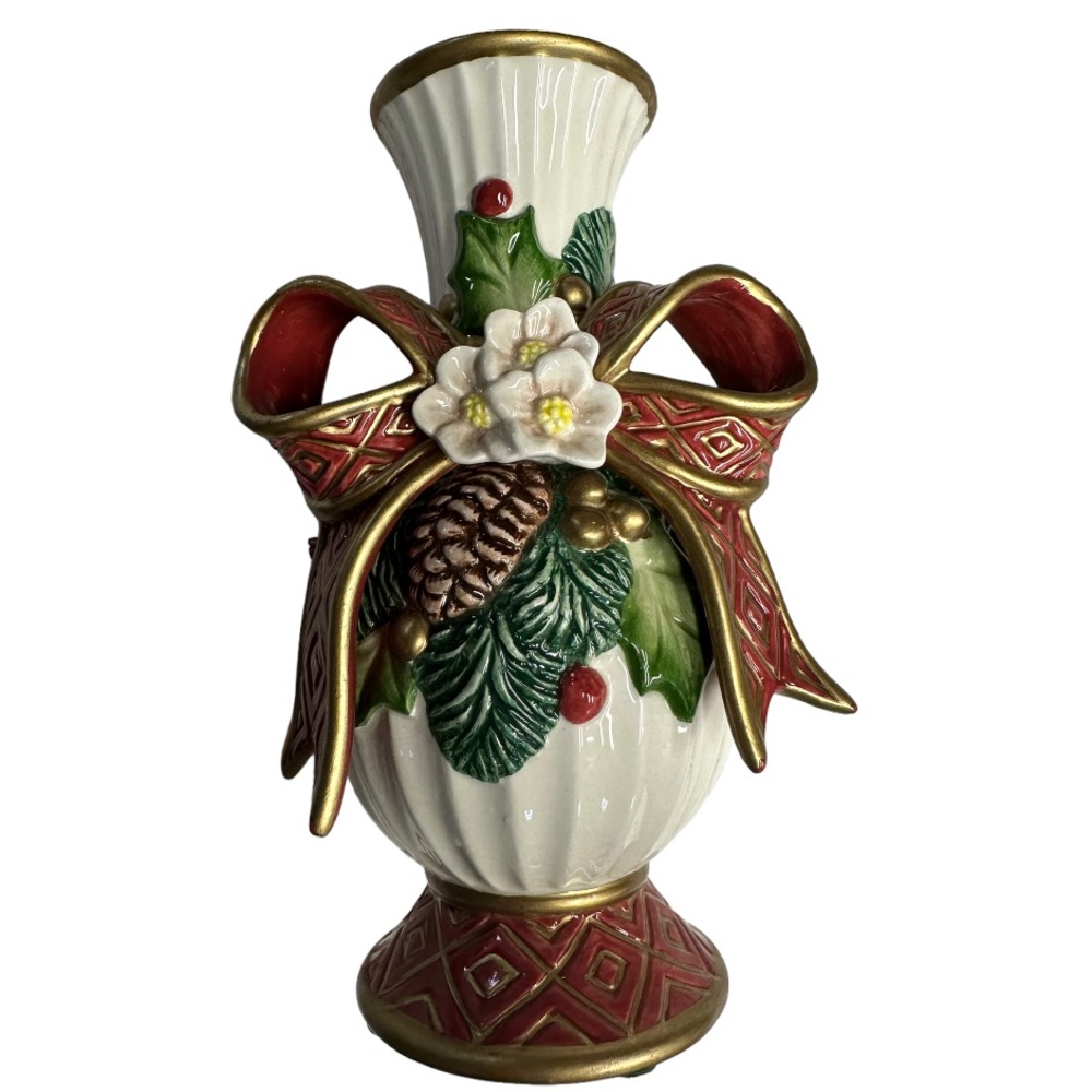 Fitz‎ & Floyd Vintage 1996 Noel Collection Pinecone Vase 7.5" High